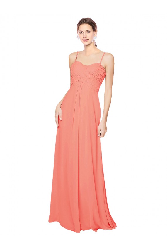 Online Empire Waist Spaghetti Straps Sweetheart Chiffon Bridesmaid Dress UK