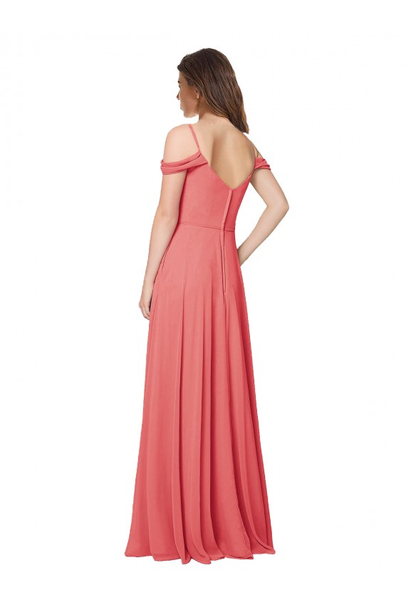 Online Draped Off the Shoulder Straps Chiffon Bridesmaid Dress UK
