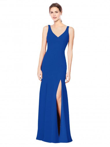 Online Low Back Sleeveless Chiffon Bridesmaid Dress with Side Slit UK