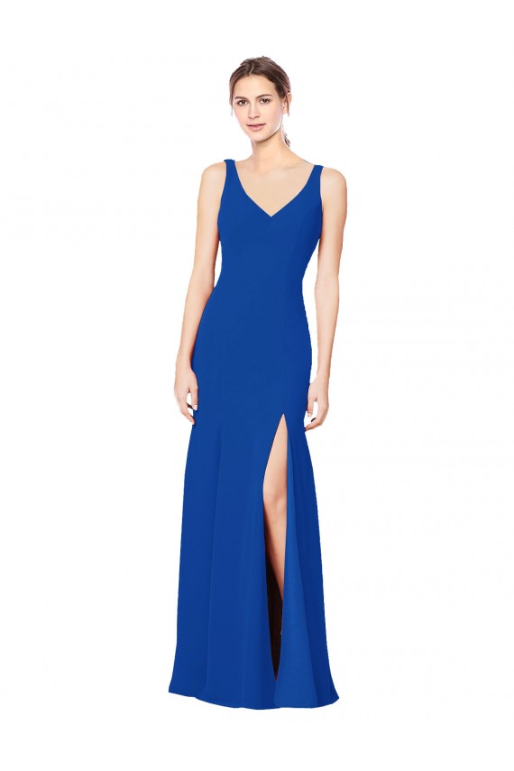 Online Low Back Sleeveless Chiffon Bridesmaid Dress with Side Slit UK