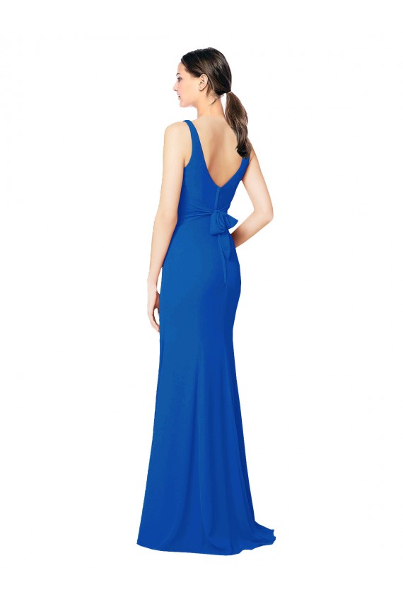 Online Low Back Sleeveless Chiffon Bridesmaid Dress with Side Slit UK