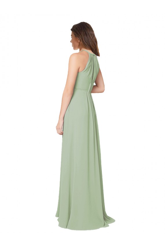 Online High Halter Neck Keyhole Chiffon Bridesmaid Dress UK