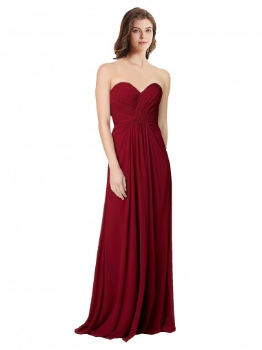 Online Draped Sweetheart Long Grecian Inspired Chiffon Bridesmaid Dress UK