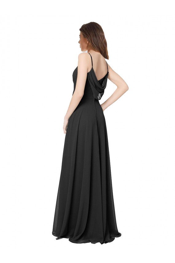 Online Cowl Back Spaghetti Straps Long Chiffon Bridesmaid Dress  UK