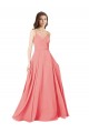 Online Crossover Bodice Long Chiffon Bridesmaid Dress with Double Back Straps UK