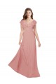 Online Flounced V Neckline Flutter Sleeves Chiffon Bridesmaid Dress UK
