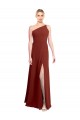 Online Fit and Flare One Shoulder Long Chiffon Bridesmaid Dress with High Slit UK
