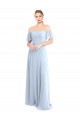 Online Off the Shoulder Flutter Sleeves Long Chiffon Bridesmaid Dress UK