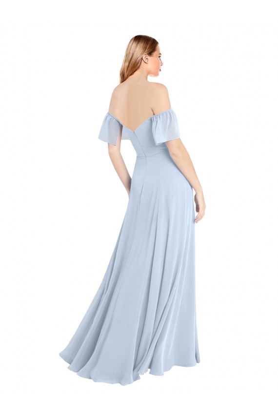 Online Off the Shoulder Flutter Sleeves Long Chiffon Bridesmaid Dress UK