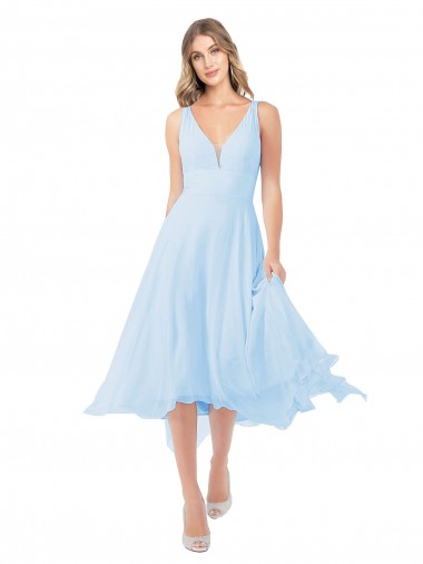 Online Chiffon Midi Length Keyhole Back Cocktail Bridesmaid Dress UK