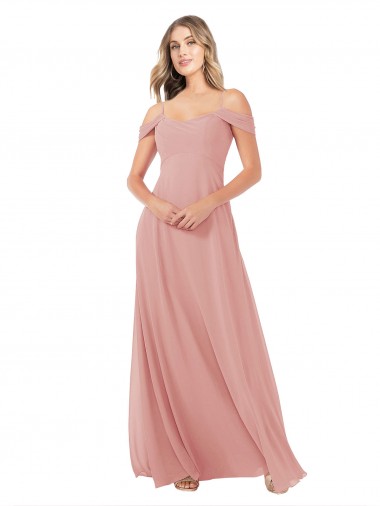 Online Draped Shoulder Sash Back Chiffon Bridesmaid Dress UK