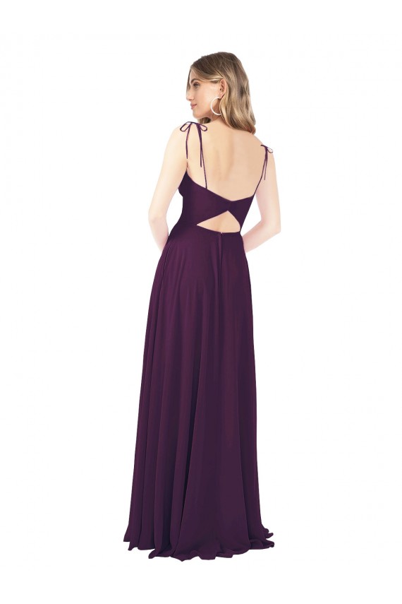 Online Chiffon Bridesmaid Dress with Front Slit and Keyhole Back UK