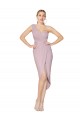 Online High Low One Shoulder Ruffles V-Neck Chiffon Wrap Bridesmaid Dress / Formal Prom Dress UK