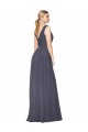 Online Floor Length High Neck V-Back Chiffon Bridesmaid Dress / Formal Prom Dress UK