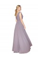 Online Draped Floor Length High Neck V-Back Chiffon Bridesmaid Dress / Formal Prom Dress with Shirred Bodice UK