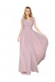 Online Draped V-Neck Long Chiffon Bridesmaid Dress / Formal Prom Dress with Shirred Bodice UK