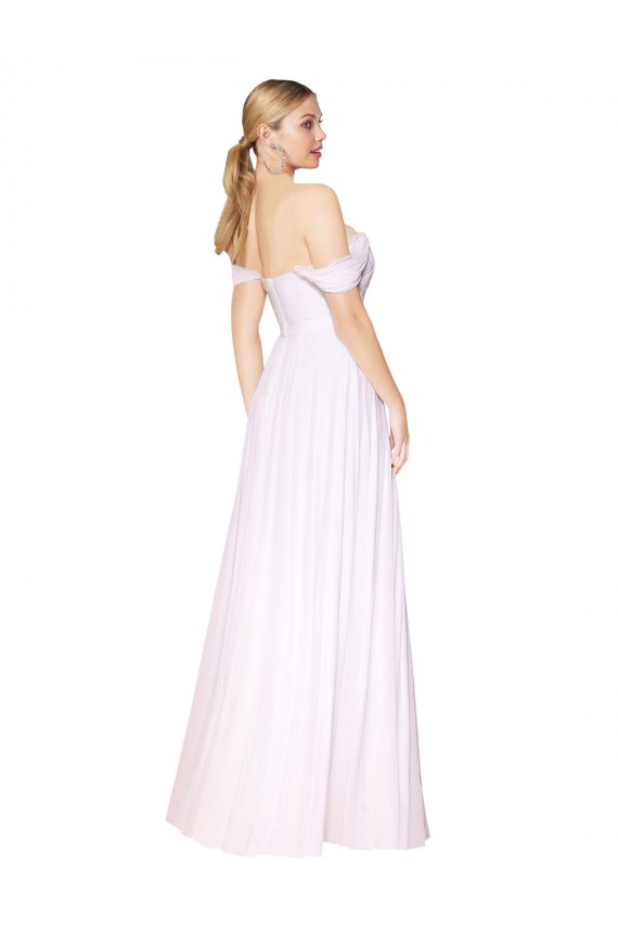 Online Off the Shoulder Long Full Length Chiffon Bridesmaid Dress / Formal Prom Dress UK