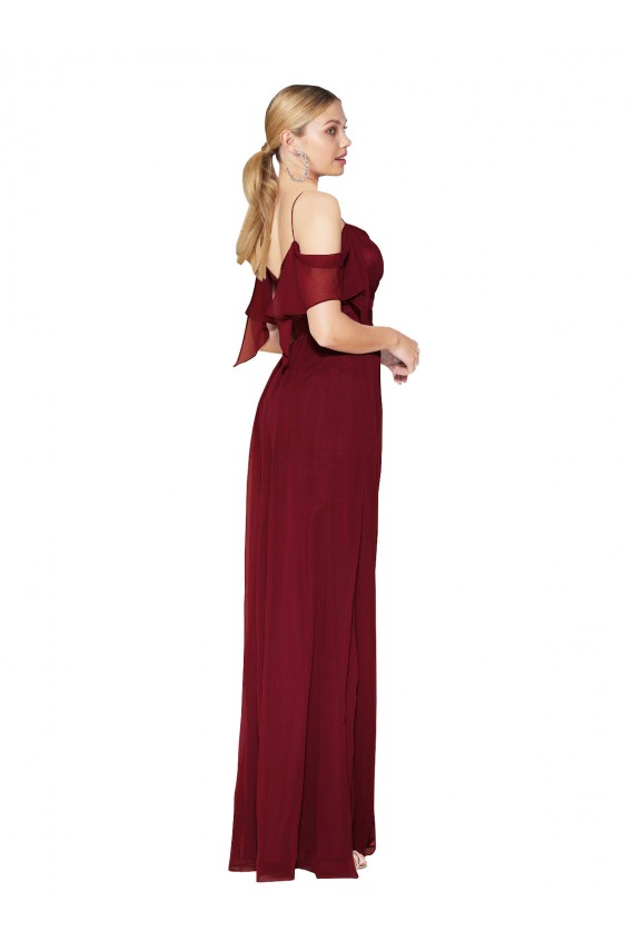 Online Cold Shoulder Long Mermaid Chiffon Bridesmaid Dress / Formal Prom Dress with Straps UK