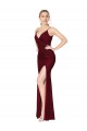 Online Floor Length High Neck Chiffon Bridesmaid Dress / Formal Prom Dress with Side Slit UK