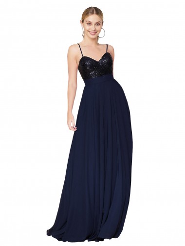 Online Sweetheart High Neck Sequin Top Long Chiffon Bridesmaid Dress / Prom Dress UK