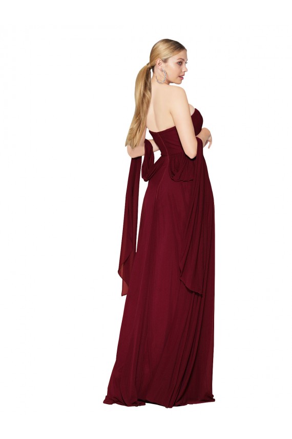 Online Draped Strapless Long A-Line Chiffon Bridesmaid Dress / Formal Prom Dress UK