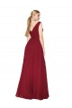 Online Draped Mermaid Long V-Neck Chiffon Bridesmaid Dress / Formal Prom Dress with High Slit UK