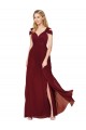 Online Off the Shoulder Long Chiffon Bridesmaid Dress / Formal Prom Dress with Side Slit UK