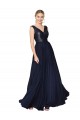 Online High Neck V-Neck Long Chiffon Bridesmaid Dress / Prom Dress with Sequin Top UK