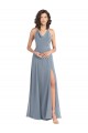 Online Slim A-Line Cowl Neck Long Chiffon Bridesmaid Dress with Side High Slit UK