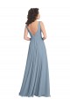 Online Faux Surplice Bodice Long Chiffon Bridesmaid Dress with V-Neckline UK