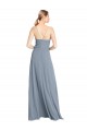 Online Spaghetti Straps V-Neckline Long Chiffon Bridesmaid Dress with High Slit UK