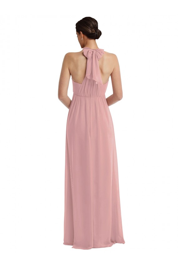 Online Empire Waist Long Halter Maxi Bridesmaid Dress UK