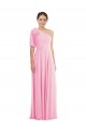 Online Bow One Shoulder Flounce Sleeve Maxi Bridesmaid Dress UK