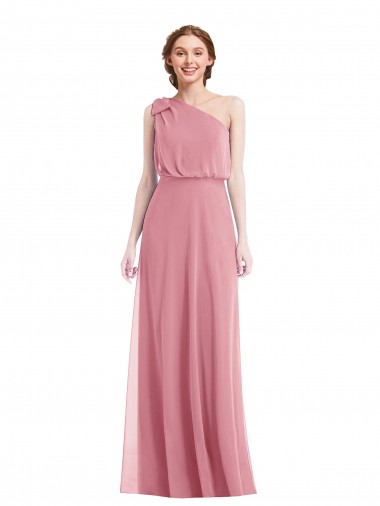 Online One Shoulder Bow Blouson Bodice Maxi Bridesmaid Dress UK
