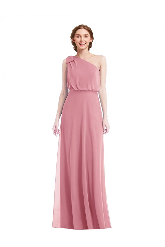 Online One Shoulder Bow Blouson Bodice Maxi Bridesmaid Dress UK