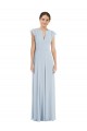 Online Flutter Sleeve V Keyhole Chiffon Maxi Formal Bridesmaid Dress UK