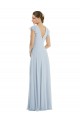 Online Flutter Sleeve V Keyhole Chiffon Maxi Formal Bridesmaid Dress UK
