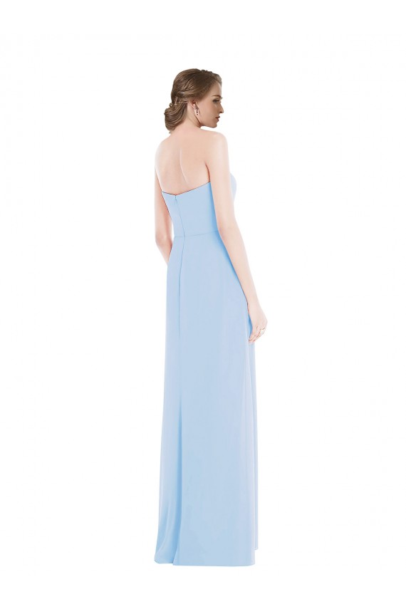 Online Strapless Sweetheart Maxi Bridesmaid Dress with Pleated Front Slit UK