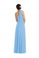 Online Draped One Shoulder Maxi Bridesmaid Dress with Scarf Bow UK