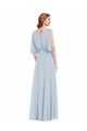 Online V-Neck Split Sleeves Blouson Bodice Maxi Bridesmaid Dress UK