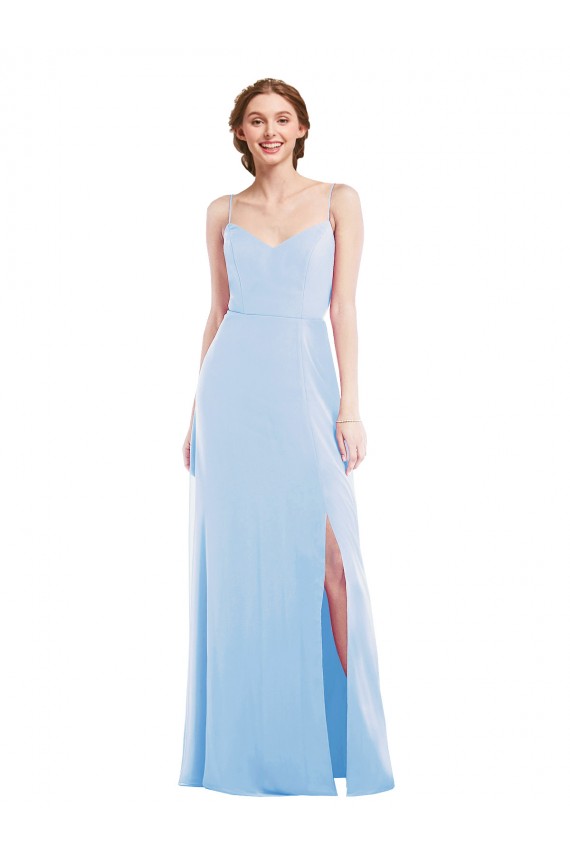 Online Tie Back Cutout Maxi Formal Bridesmaid Dress with Front Slit UK