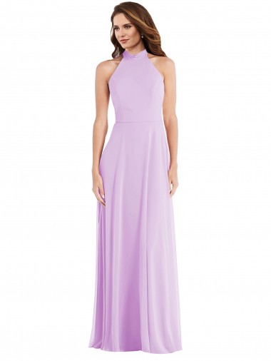 Online High Neck Halter Backless Maxi Bridesmaid Dress UK