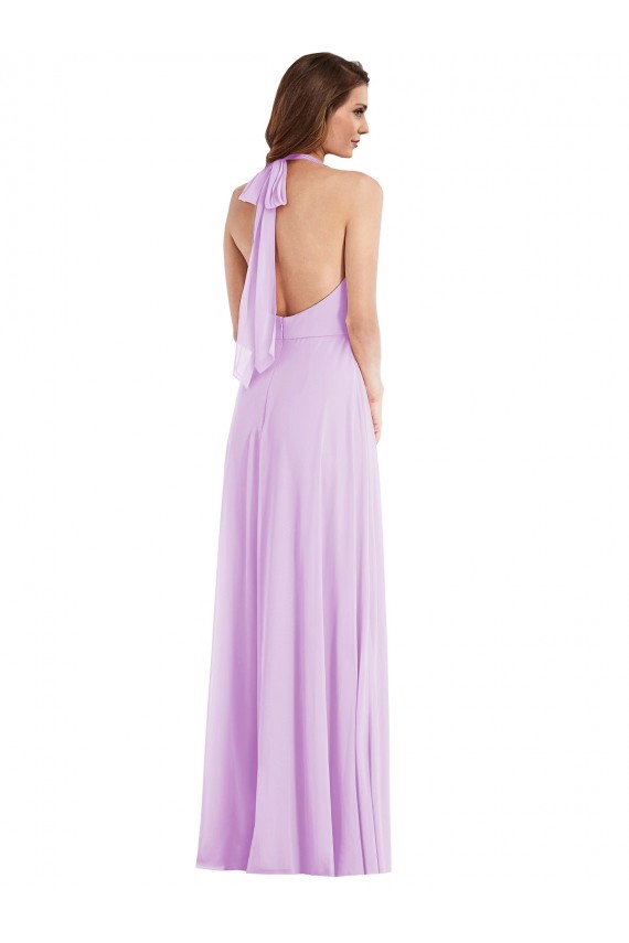 Online High Neck Halter Backless Maxi Bridesmaid Dress UK