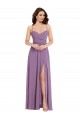 Online Wrap Bodice Maxi Bridesmaid Dress with Front Slit UK