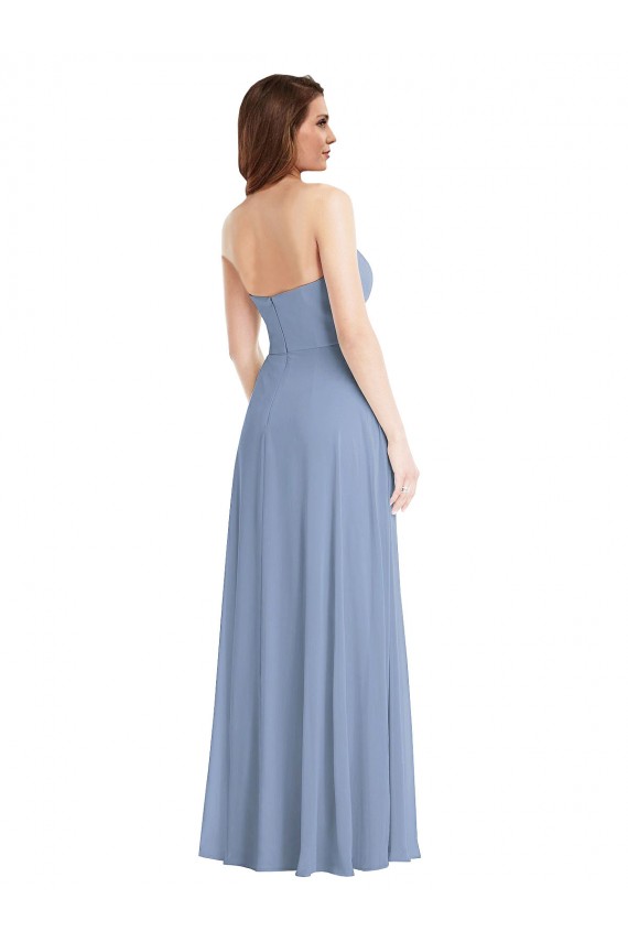 Online Strapless A-Line Maxi Bridesmaid Dress with Front Slit UK
