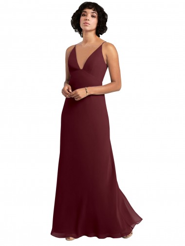 Online Notched Neckline Empire Waist Chiffon Slip Bridesmaid Dress UK