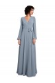 Online Wrap Style Long Sleeves Chiffon Bridesmaid Dress with Pleated Bodice UK