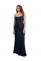 Online Scoop Neck Long Chiffon Open Back Bridesmaid Dress with Spaghetti Straps UK