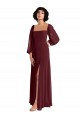 Online Sheer Long Sleeves Chiffon Bridesmaid Dress with High Slit UK