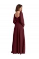 Online Sheer Long Sleeves Chiffon Bridesmaid Dress with High Slit UK